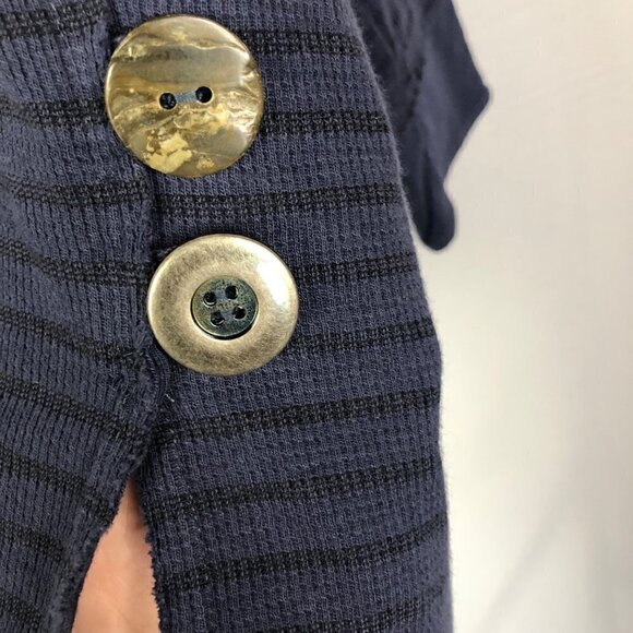 Neon Buddha Navy Blue Striped Long Sleeve Button Detail S - Picture 4 of 6